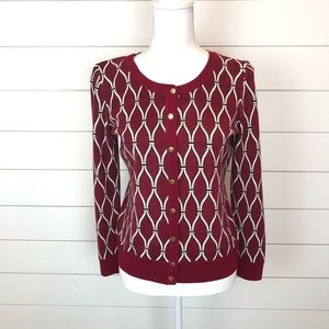 Talbots Merino Wool Printed Cardigan